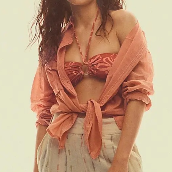 NWT FP x BEC + BRIDGE floral terry aurora ring halter top size 8 - Picture 2 of 5